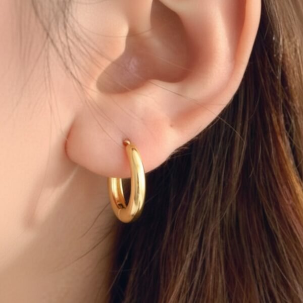 Gold Oval Hoop Earrings for Women - by DIVAART - Image 2